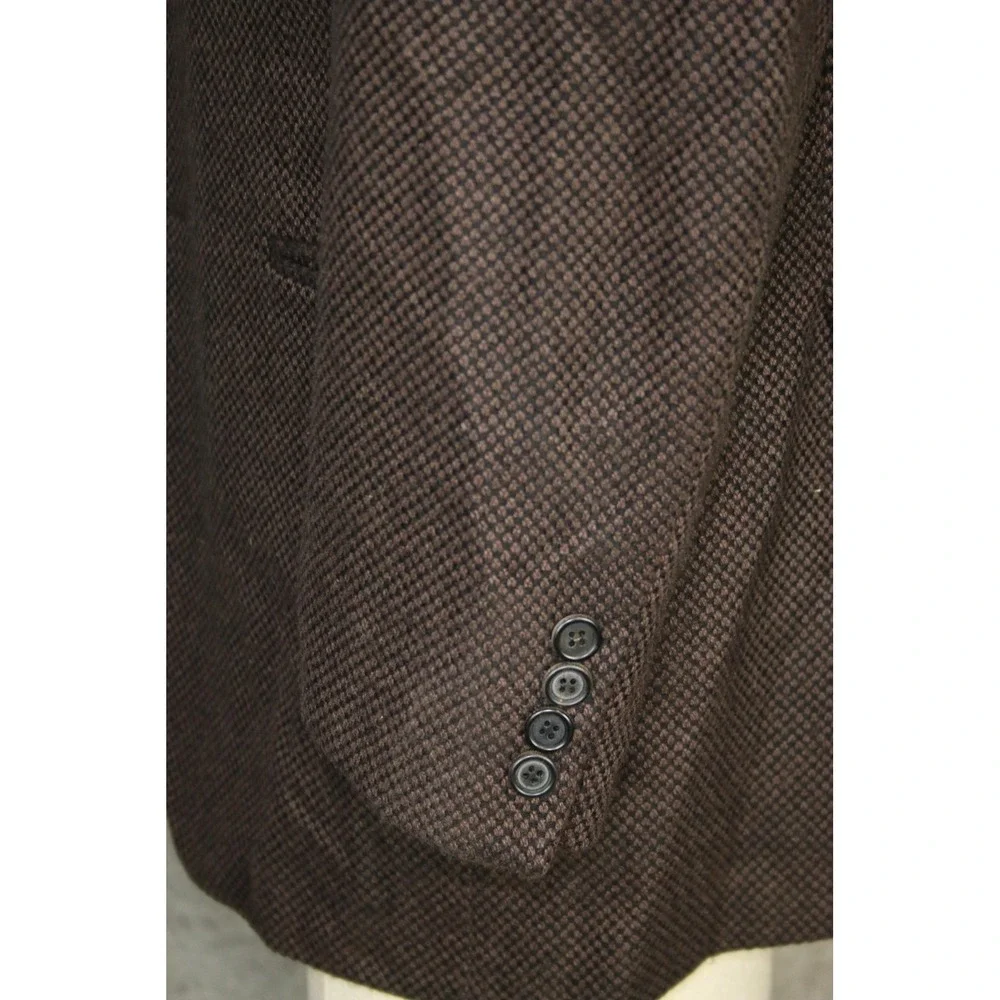 VTG Valentino Boutique Blazer Men 38R Brown Check Pure Cashmere Sport Coat Italy - Picture 6 of 16